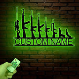 Custom Gun Metal Sign with Led Light, Personalized Gun Metal Wall Art, Metal Gun Wall Art, Gun Sign, Gift for Gun Lover, Gun Decor