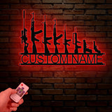 Custom Gun Metal Sign with Led Light, Personalized Gun Metal Wall Art, Metal Gun Wall Art, Gun Sign, Gift for Gun Lover, Gun Decor
