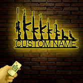 Custom Gun Metal Sign with Led Light, Personalized Gun Metal Wall Art, Metal Gun Wall Art, Gun Sign, Gift for Gun Lover, Gun Decor