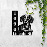 Personalized Dachshund Dog House Number, Pet Home Number Metal Wall Sign, Animal Outdoor House Address Sign, Dog Home Address Sign