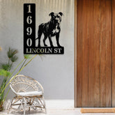 Personalized Pitbull Dog House Number, Pet Home Number Metal Wall Sign, Animal Outdoor House Address Sign, Dog Home Address Sign
