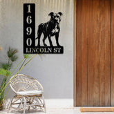 Personalized Pitbull Dog House Number, Pet Home Number Metal Wall Sign, Animal Outdoor House Address Sign, Dog Home Address Sign
