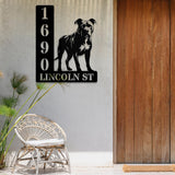 Personalized Pitbull Dog House Number, Pet Home Number Metal Wall Sign, Animal Outdoor House Address Sign, Dog Home Address Sign