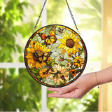 Sunflower Glass Suncatcher, Sunflower Stained Glass Hanging, Flower Garden Gift Home Decor, Birthday Gift, Window Hanging, Mother's Day Gift