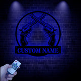 Personalized Crossed Anaconda Metal Sign witth Led Light, Custom Armory Name Sign, Man Cave Decor, Veteran Gift, Gift for Him