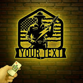 Custom US Lineman Metal Wall Art with LED Light, Personalized Electrical Worker Name Sign, Electrician Home Decor, Birthday Gifts, Dad Gifts