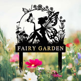 Custom Fairy Metal Garden Sign, Flower Garden Sign, Fairy Garden Stake, Outdoor Garden Yard Decor, Metal Fairy Garden Art, Gardener Gift
