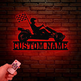 Personalized Go Kart Racing Metal Sign with LED Light, Custom Go Kart Racing Sign, Go Kart Racer Name Sign, Go Kart Gifts, Kart Racer Gift