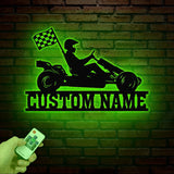 Personalized Go Kart Racing Metal Sign with LED Light, Custom Go Kart Racing Sign, Go Kart Racer Name Sign, Go Kart Gifts, Kart Racer Gift