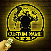 Custom Lacrosse Metal Wall Art LED Light, Personalized Lacrosse Player Name Sign Home Decor, Lacrosse Lover Home Bedroom Wall Art