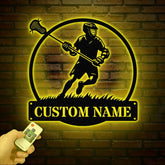 Custom Lacrosse Metal Wall Art LED Light, Personalized Lacrosse Player Name Sign Home Decor, Lacrosse Lover Home Bedroom Wall Art