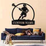 Custom Lacrosse Metal Wall Art LED Light, Personalized Lacrosse Player Name Sign Home Decor, Lacrosse Lover Home Bedroom Wall Art