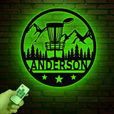 Personalized Disc Golf Metal Sign with LED Lights, Custom Disc Golfer Name Sign, Sports Wall Art, Gift for Dad, Home Decor