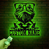 Personalized Cute Bearded Dragon Metal Sign with LED Light, Custom Name Bearded Dragons Sign, Unique Bearded Dragon Gift, Gecko Lizard Decor