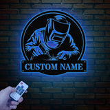 Personalized Welder Metal Sign with Led Light, Custom Mechanic Name Wall Art, Ironworker Sign, Welder Metal Wall Art, Welder Gift