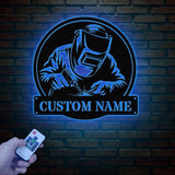 Personalized Welder Metal Sign with Led Light, Custom Mechanic Name Wall Art, Ironworker Sign, Welder Metal Wall Art, Welder Gift