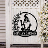 Personalized Floral Garden Gnome Yard Sign, Custom Gnome Gifts, Gnome Metal Art, Yard Decor, Outdoor Lawn Decor, Garden Decor