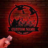 Custom Duck Hunting Metal Sign with LED Light, Personalized Hunter Name Sign, Duck Cabin Decoration, Housewarming Gifts, Christmas Gifts