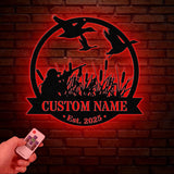 Custom Duck Hunting Metal Sign with LED Light, Personalized Hunter Name Sign, Duck Cabin Decoration, Housewarming Gifts, Christmas Gifts