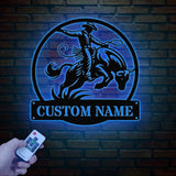 Western Cowboy Bull Rider Metal Sign with Led Lights, Personalized Rodeo Name Sign, Cowboy Wall Art, Bull Riding Sign, Dad Gifts