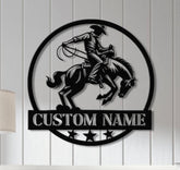 Western Riding Cowboy Metal Sign with Led Lights, Horse Lover Gift, Ranch Sign, Personalized Rodeo Name Sign, Cowboy Wall Art