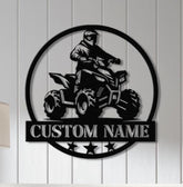 Custom ATV Rider Metal Wall Art LED Light, Personalized Quad Biker Name Sign, All Terrain Vehicle ATV 4 Wheels Home Decor, Rider Decoration