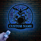 Custom Drummer Metal Sign, Drummer Wall Art LED Lights, Personalized Drum Player Name Sign, Drum Music Room Decor, Kids Nursery Decoration