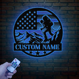 Custom US Mountain Climber Metal Wall Art LED Light, Personalized Mountain Climbing Sign, Hiking and Outdoor Enthusiast Gift, Home Decor