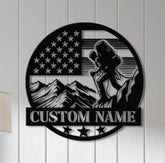 Custom US Mountain Climber Metal Wall Art LED Light, Personalized Mountain Climbing Sign, Hiking and Outdoor Enthusiast Gift, Home Decor