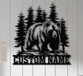 Personalized Metal Bear Sign, Bear Cabin Sign, Cabin Decor, Outdoor Metal Sign, Hunter Gift, Hunting Gift, Bear Decor, Gift for Dad