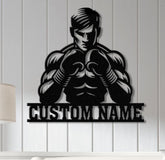 Custom Man Boxing Sign Metal Wall Art Led Light, Personalized Boxer Name Sign, Gym Room Decor, Man Cave Gift, Birthday Gift