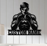 Custom Man Boxing Sign Metal Wall Art Led Light, Personalized Boxer Name Sign, Gym Room Decor, Man Cave Gift, Birthday Gift