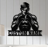 Custom Man Boxing Sign Metal Wall Art Led Light, Personalized Boxer Name Sign, Gym Room Decor, Man Cave Gift, Birthday Gift