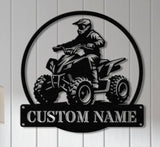 Custom ATV Rider Metal Wall Art LED Light, Personalized Quad Biker Name Sign, All Terrain Vehicle ATV 4 Wheels Home Decor, Rider Decoration