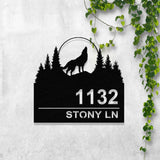 Custom Wolf House Number Metal Address Sign, Wolf Lover Metal Name Sign Outdoor, Outdoor House Number, Address Plaque, Front Door Decor