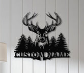 Custom Deer Hunting Metal Sign, Custom Buck Antler Split Metal Wall Hangings, Deer Hunter Name Sign, Hunter's Gift, Cabin Decor
