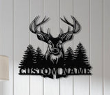 Custom Deer Hunting Metal Sign, Custom Buck Antler Split Metal Wall Hangings, Deer Hunter Name Sign, Hunter's Gift, Cabin Decor