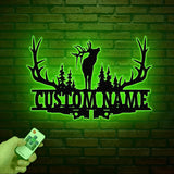 Custom Deer Hunting Metal Sign, Custom Buck Antler Split Metal Wall Hangings, Deer Hunter Name Sign, Hunter's Gift, Cabin Decor