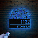 Custom Flower Metal Address Sign, Address Plaque, House Number Plaque, Address Number Sign, Metal House Number Sign, Front Porch Sign