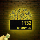 Custom Flower Metal Address Sign, Address Plaque, House Number Plaque, Address Number Sign, Metal House Number Sign, Front Porch Sign