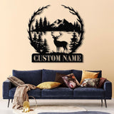 Personalized Deer Metal Cabin Sign with Led Lights, Custom Deer Forest Metal Sign, Last Name Sign, Deer Sign, Cabin Sign, Gift for Dad