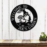 Garden Gnome Metal Name Sign, Outdoor Garden Metal Sign, Metal Name Sign Yard Sign, Family Name Sign, Gnome Garden Sign, Front Porch Decor