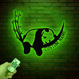 Custom Panda Metal Wall Art, Custom Metal Panda Sign, Bedroom Sign, Panda Sign With Name, Custom Nursery Decor, Metal Wall Decor