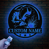 Personalized Welder Metal Sign with Led Light, Custom Mechanic Name Wall Art, Ironworker Sign, Welder Metal Wall Art, Welder Gift