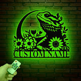 Personalized Bearded Dragon Metal Sign with LED Lights, Custom Name Bearded Dragons Sign, Unique Bearded Dragon Gift, Gecko Lizard Decor