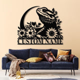 Personalized Bearded Dragon Metal Sign with LED Lights, Custom Name Bearded Dragons Sign, Unique Bearded Dragon Gift, Gecko Lizard Decor
