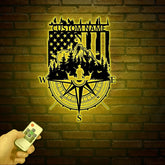 Custom Metal Deer Compass Cabin Sign with LED Light, Personalized Last Name Sign, Deer Hunter Gift, Lodge & Cabin Outdoor Decor