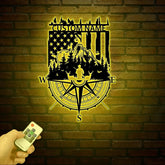 Custom Metal Deer Compass Cabin Sign with LED Light, Personalized Last Name Sign, Deer Hunter Gift, Lodge & Cabin Outdoor Decor