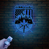 Custom Metal Deer Compass Cabin Sign with LED Light, Personalized Last Name Sign, Deer Hunter Gift, Lodge & Cabin Outdoor Decor