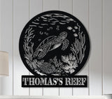 Personnalized Reef Metal Wall Art with Led Lights, Fish Coral Reef Metal Wall Decor, Turtle Metal Sign, Aquarium Sign, Fish Lover Gift